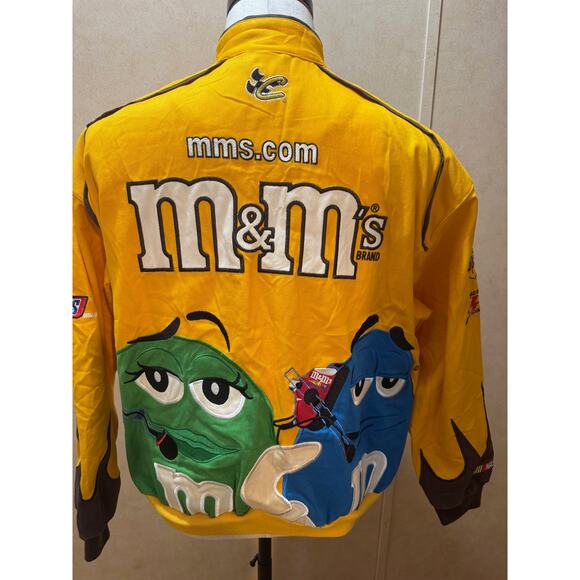 Vintage Chase Authentics M&Ms NASCAR Jacket XL Yellow Embroidered Sponsor Racing - Picture 2 of 14